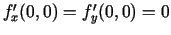 $ f_x'(0,0)=f_y'(0,0)=0$