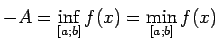$ -A=\inf\limits_{[a;b]}f(x)=\min\limits_{[a;b]}f(x)$