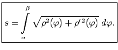 $\displaystyle \boxed{s=\int\limits_\alpha^\beta\sqrt{\rho^2(\varphi)+\rho^{\prime\,2}(\varphi)}\;d\varphi\/.}$